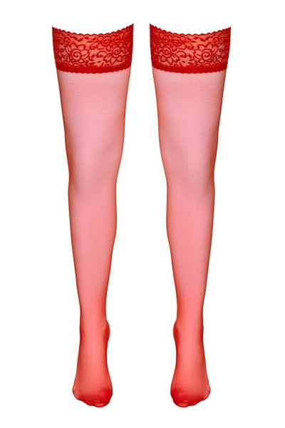 Bas autofixants rouge - Cotelli Legwear
