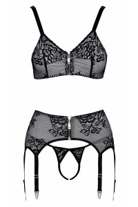 Ensemble coquin ouvert 3 pièces gris - Cottelli Lingerie