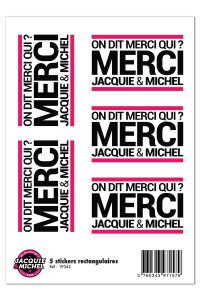 5 stickers J&M blanc logo rectangle