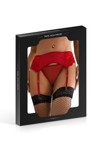 Porte-jarretelles en dentelle avec string rouge